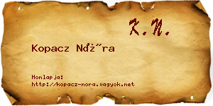 Kopacz Nóra névjegykártya