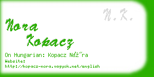 nora kopacz business card